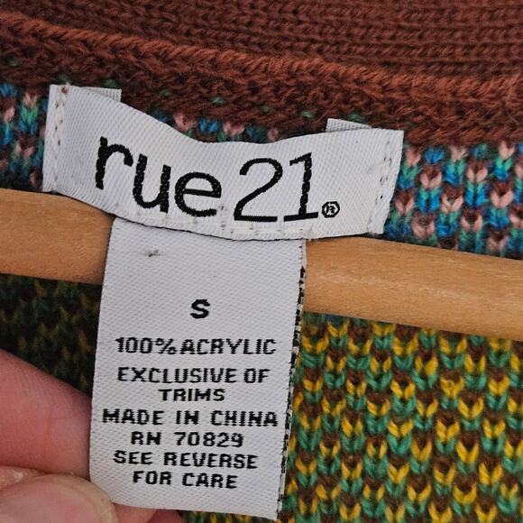 Rue 21 Womens Self Love Mushroom Cropped Multicolor Button-up Sweater Vest Sz S - Picture 3 of 9